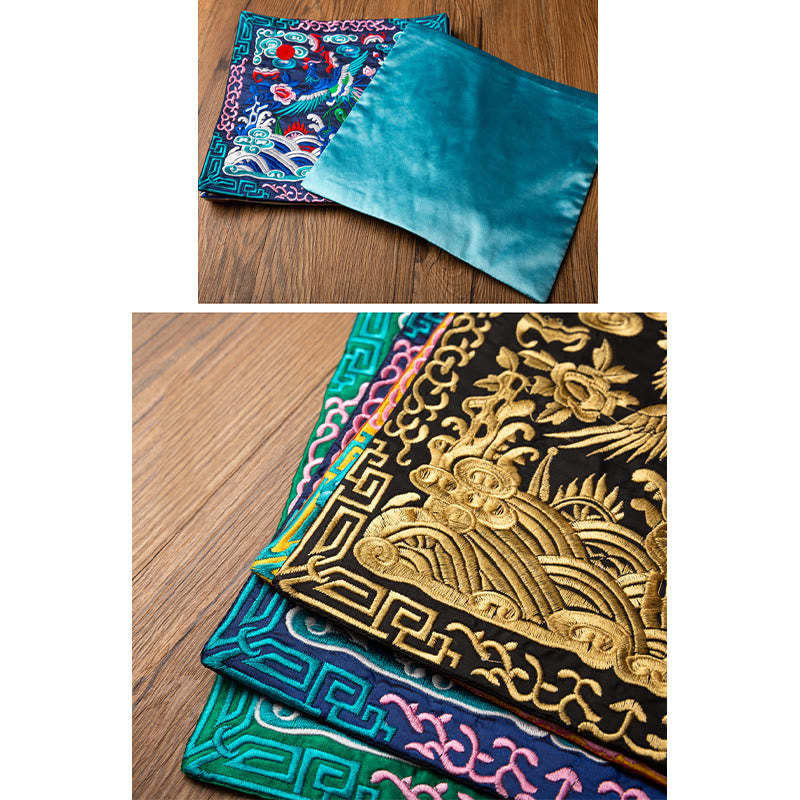 Phoenix Dragon Kirin Embroidery Cup Mat Pad Tea Cup Coaster Kung Fu Tea Mat