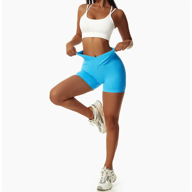 Women Seamless High Elasticity Sports Fitness High Waist Yoga Workout Shorts