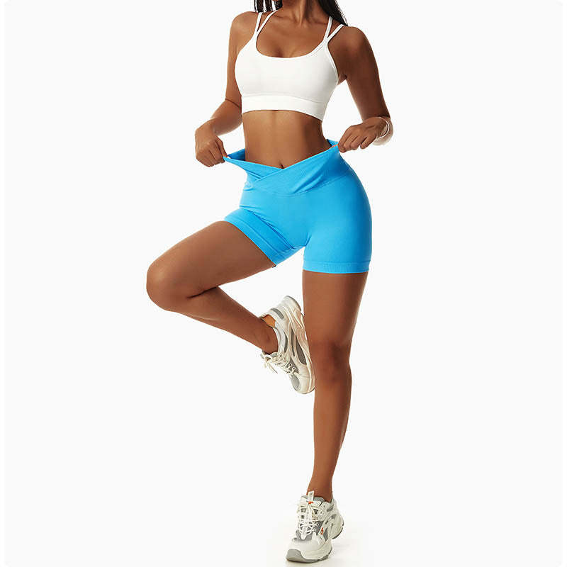 Women Seamless High Elasticity Sports Fitness High Waist Yoga Workout Shorts