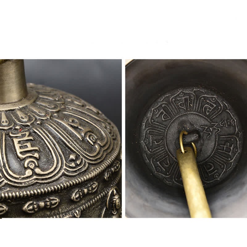 Tibetan Engraved mystic zen Dragon Wind Chime Bell Copper Luck Wall Hanging Decoration