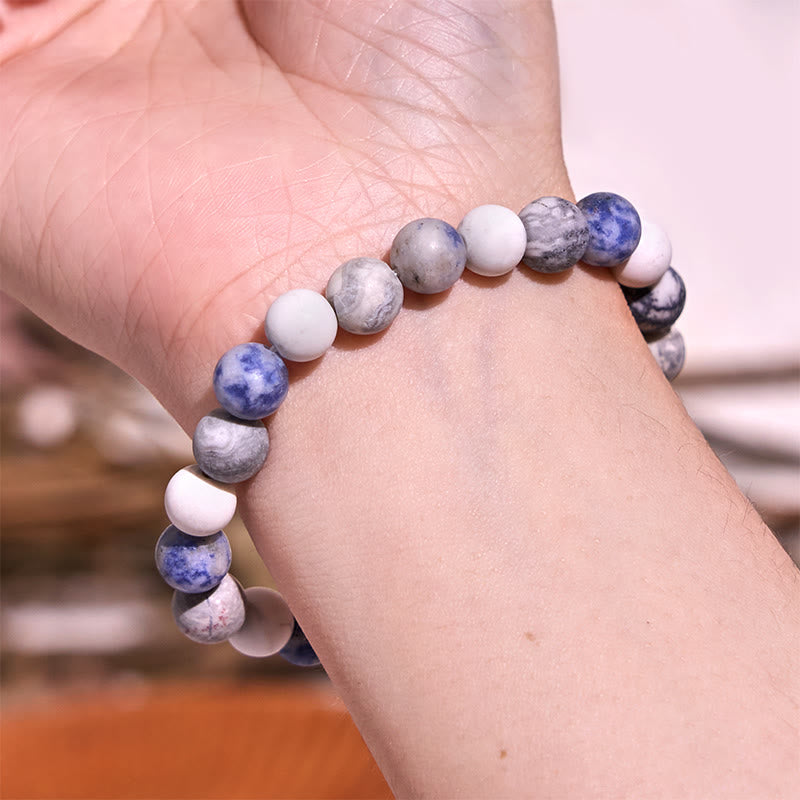 White Turquoise Picasso Jasper Blue Spot Jasper Relaxation Bracelet