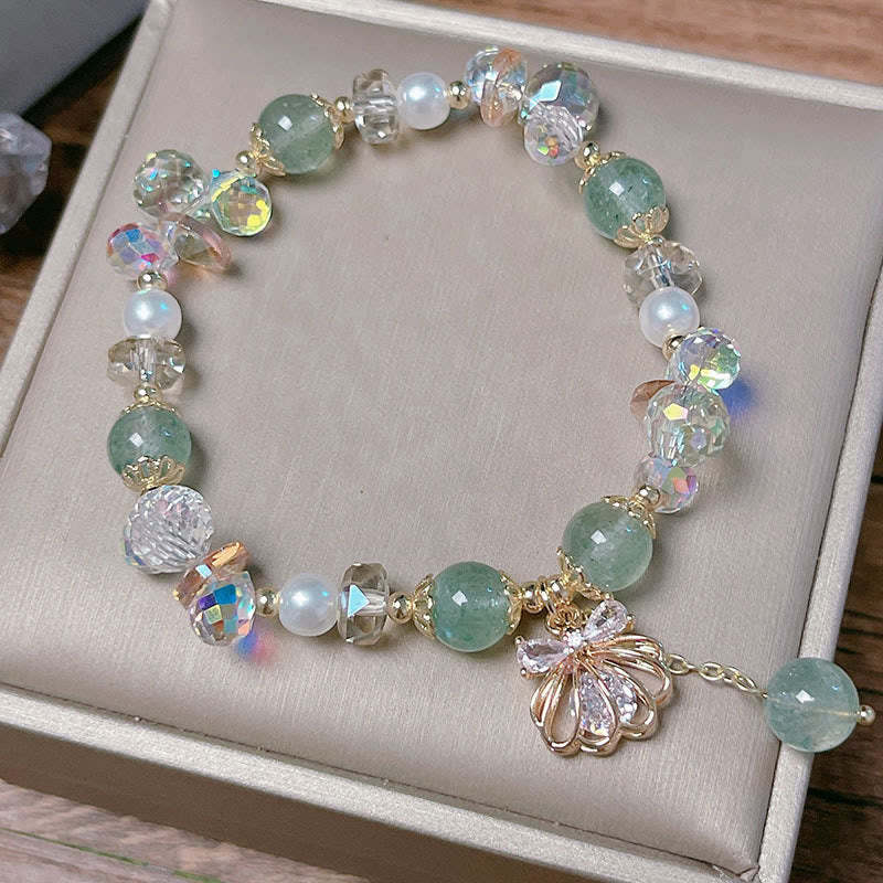 Natural Strawberry Quartz Pearl Shell Positive Bracelet