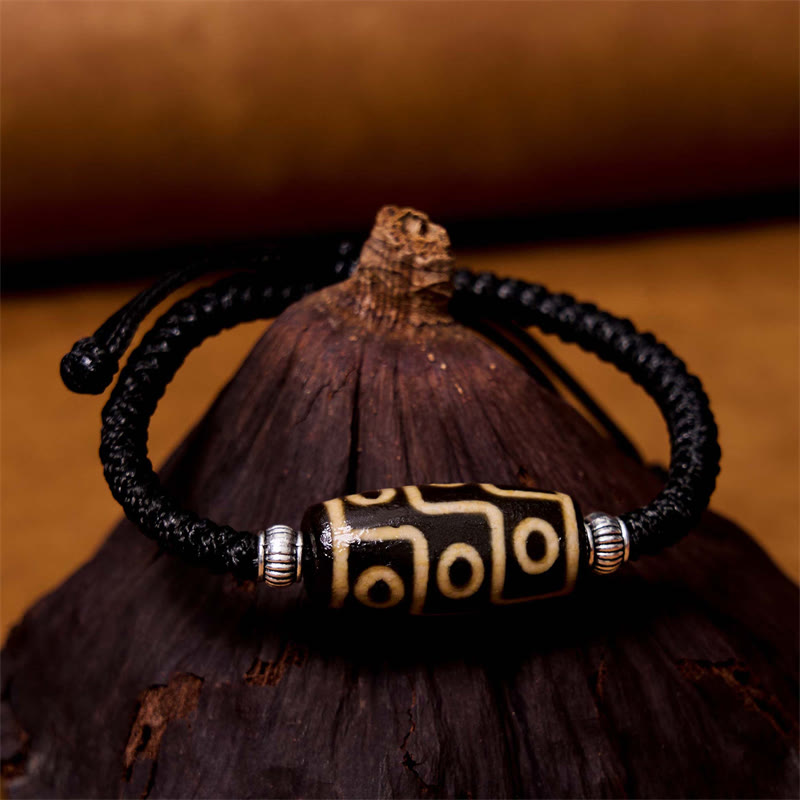 Tibetan Nine-Eye Dzi Bead Three-eyed Dzi Bead Wealth Protection Rope Bracelet