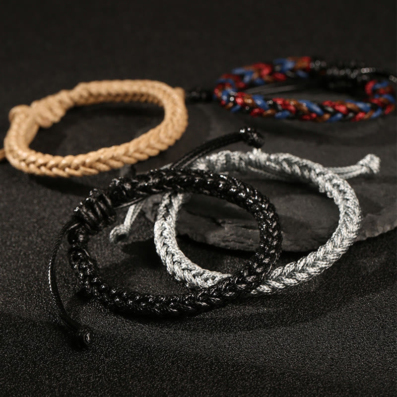 Handmade Eight Thread Peace Knot Wax Cord Rope Braided Bracelet