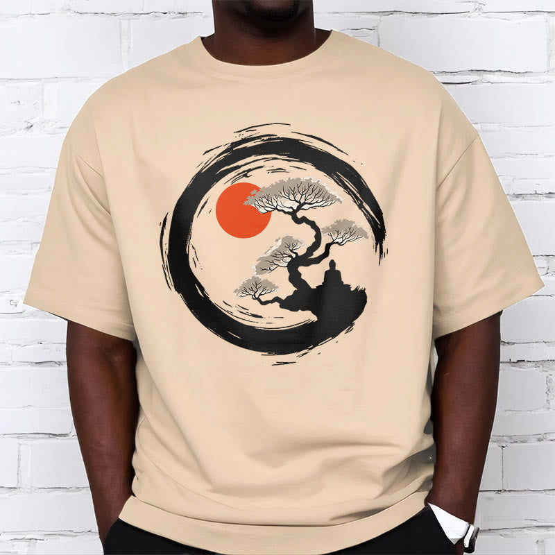 Red Sun Pine Zen Circle Meditation mystic zen Tee T-shirt