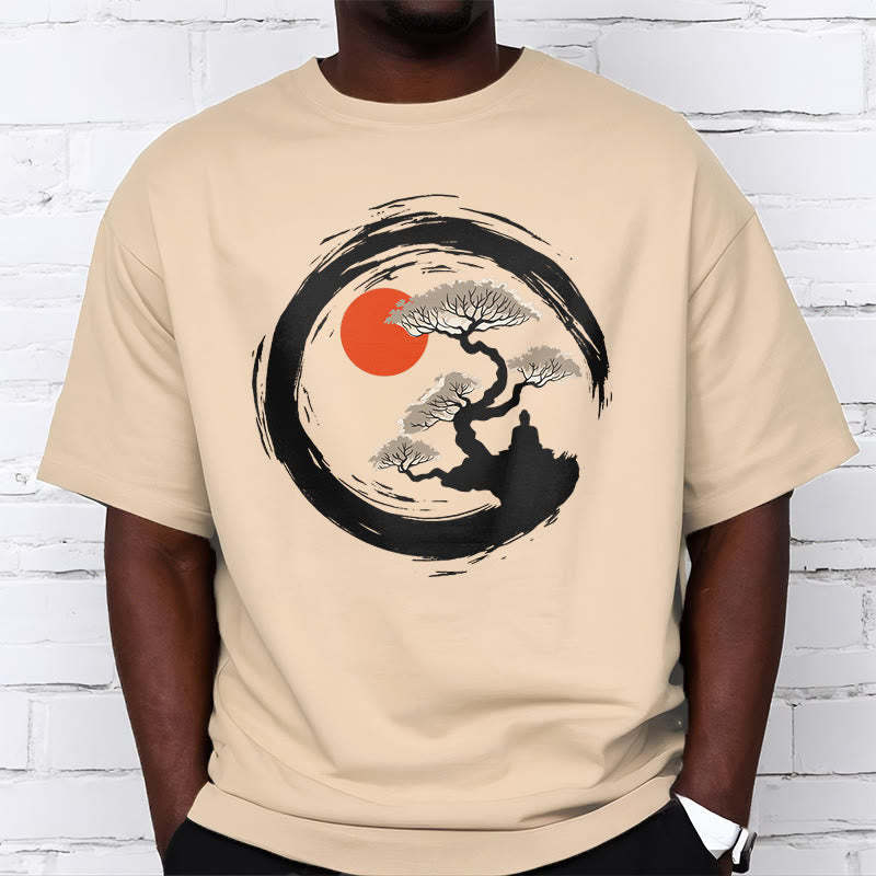 Red Sun Pine Zen Circle Meditation mystic zen Tee T-shirt