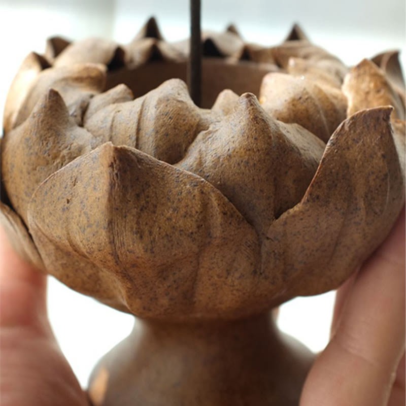 Lotus Flower Ceramic Candle Holder Incense Burner Home Offering Decoration
