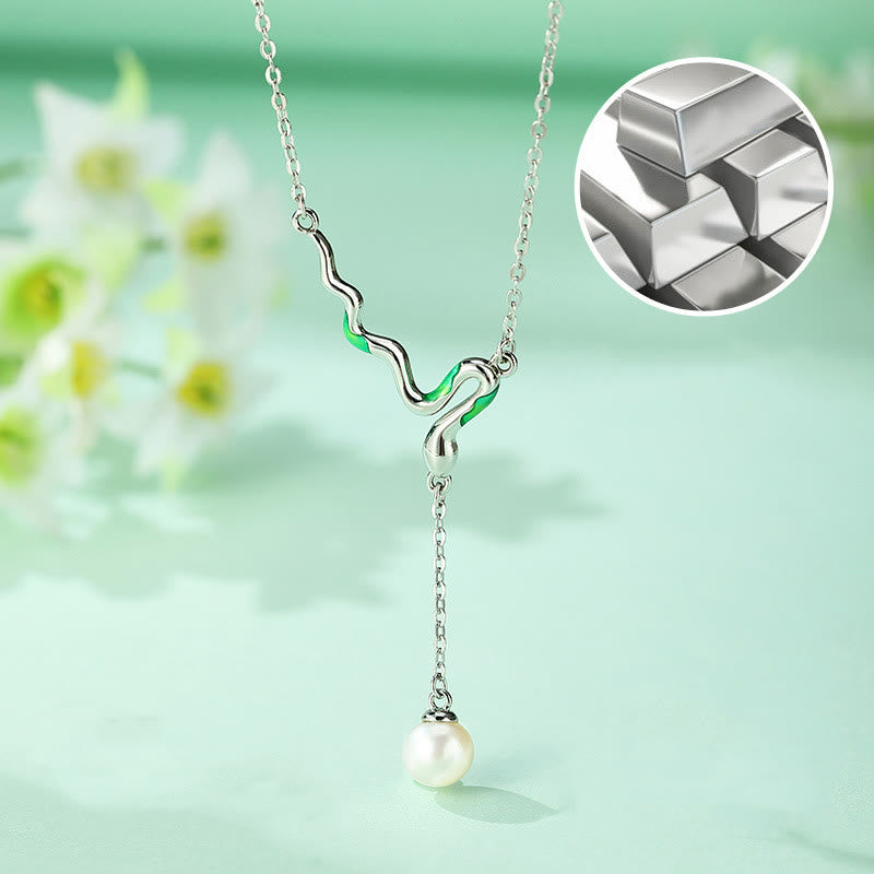 925 Sterling Silver Pearl Bead Year Of The Snake Healing Necklace Pendant