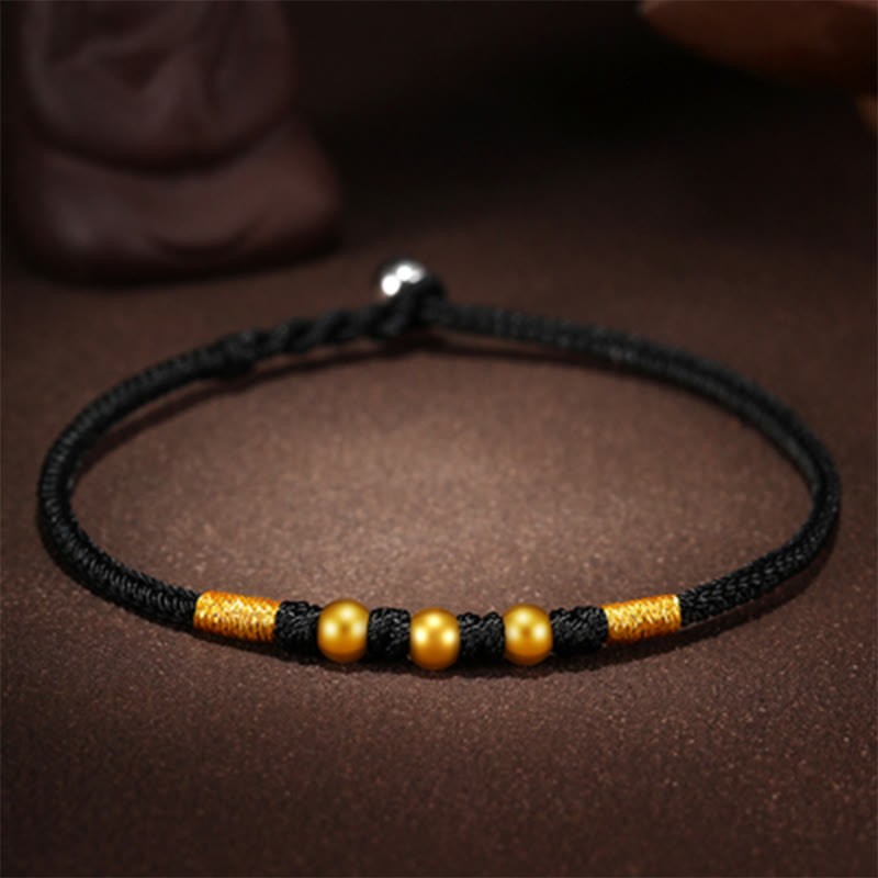 999 Gold Beads Luck King Kong Knot Handmade Braided Protection Bracelet