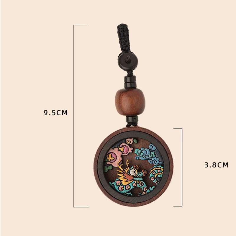 Year Of The Dragon Hand Painted Chinese Zodiac Rosewood Carved Calm Key Chain (Extra 30% Off | USE CODE: FS30)