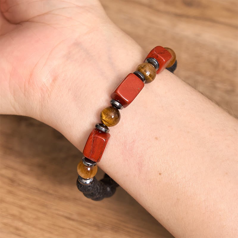 Various Crystals Cube Amethyst Lava Rock Support Bracelet