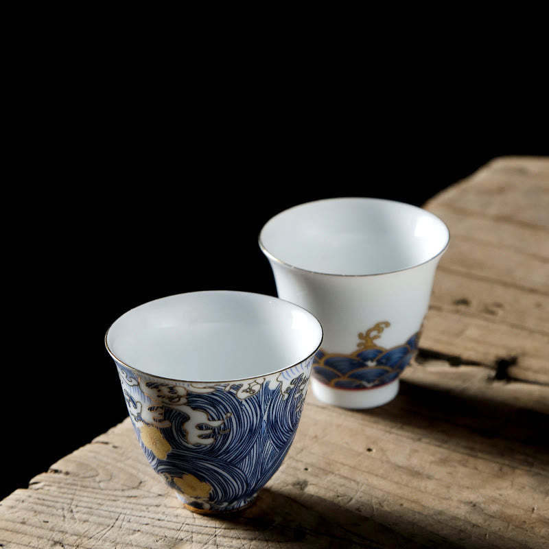 Vintage Ocean Sea Waves Ceramic Teacup Tea Cups