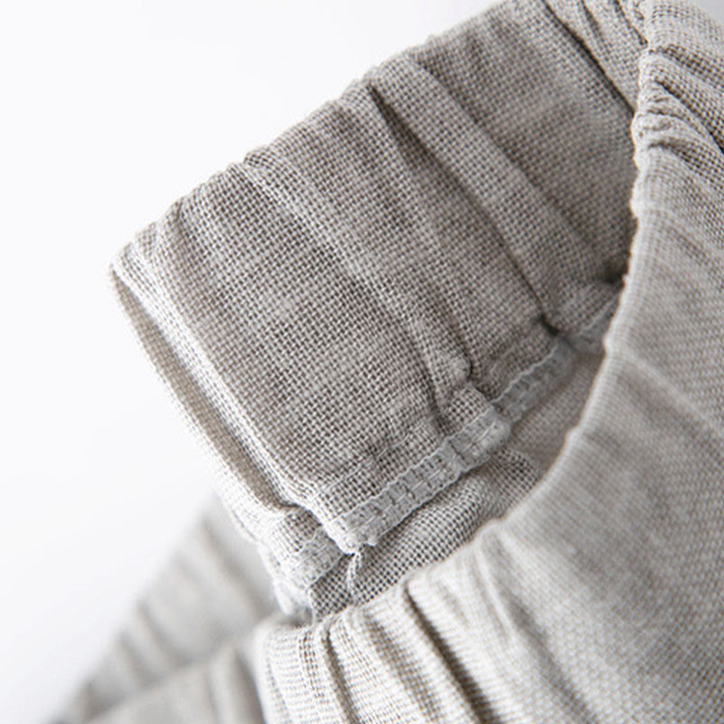 Casual Summer Buttoned Women's Cotton Linen Pants With Pockets