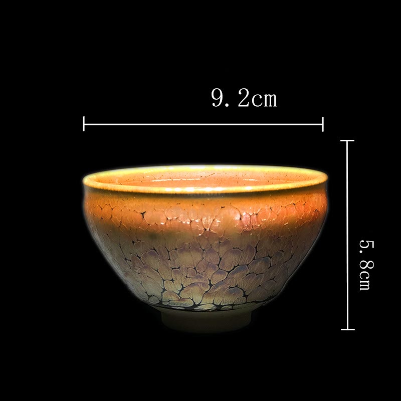 Gold Spot Pattern Chinese Jianzhan Ceramic Teacup Kung Fu Tea Cup Bowl With Gift Box