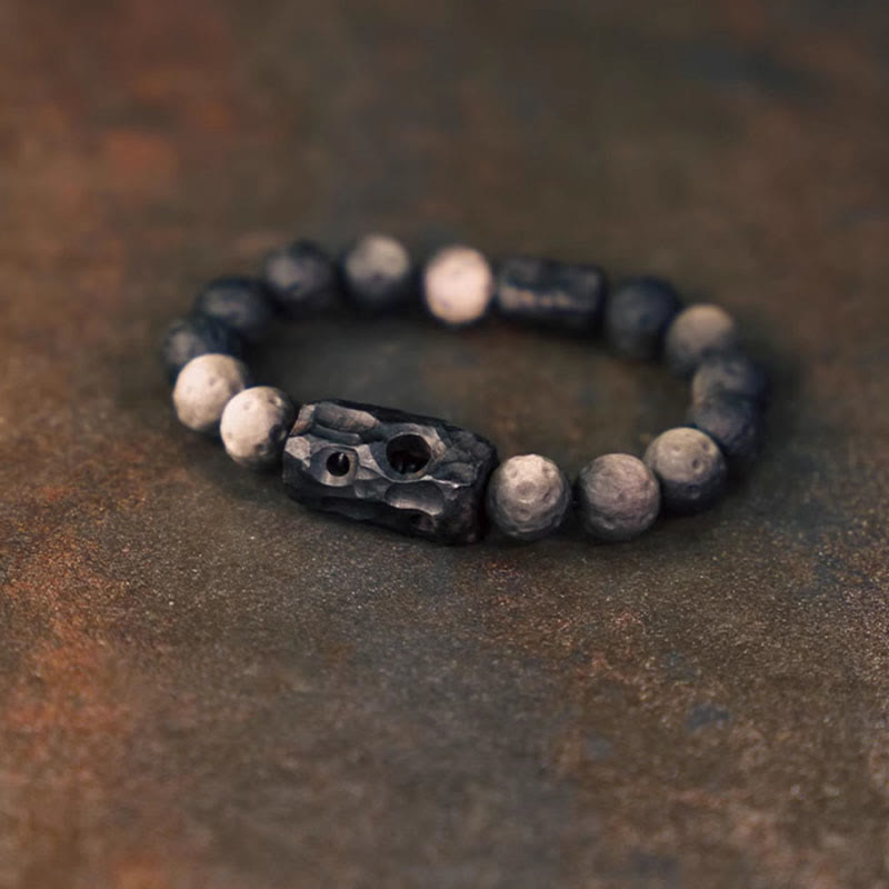 Silver Sheen Obsidian Ebony Wood Soothing Bracelet