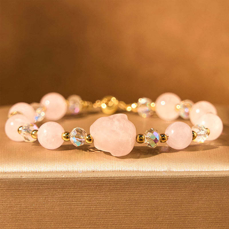 Rose Quartz Crystal Rabbit Healing Chain Bracelet