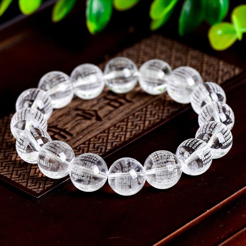 Heart Sutra Natural White Crystal Protection Bracelet