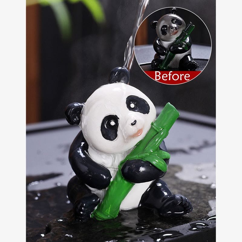 Color Changing Small Cute Panda Bamboo Tea Pet Resin Home Figurine Decoration