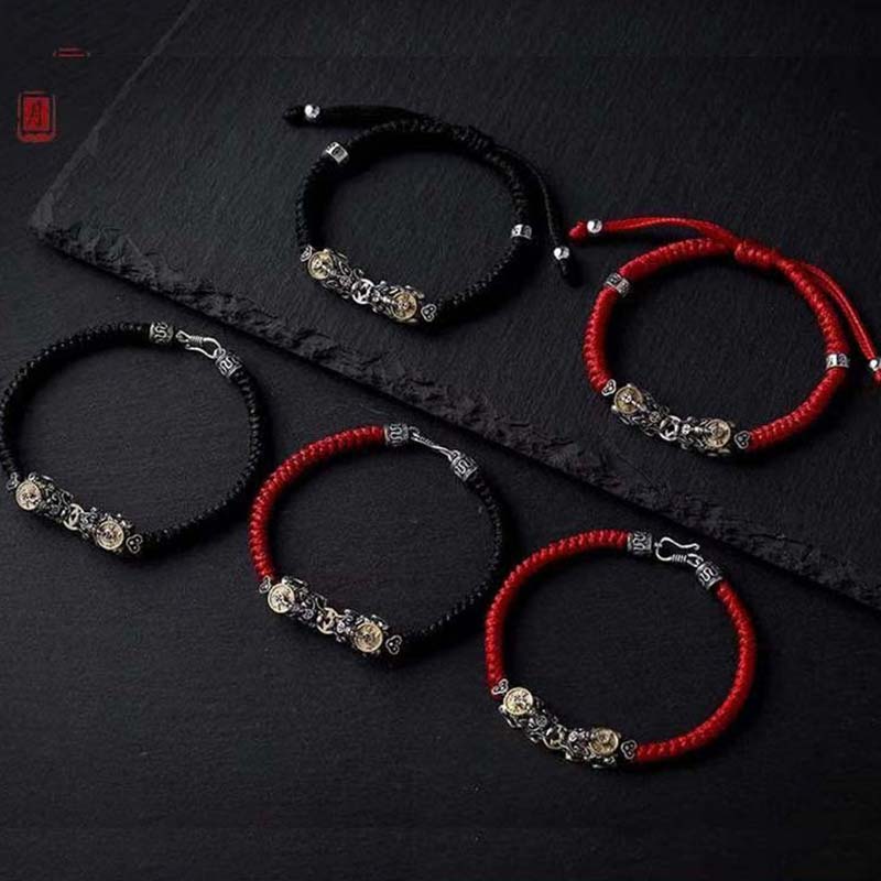 925 Sterling Silver PiXiu Prosperity String Braided Bracelet