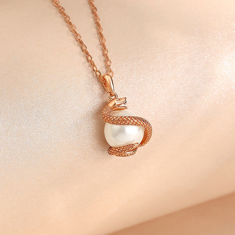 925 Sterling Silver Pearl Year Of The Snake Balance Blessing Necklace Pendant