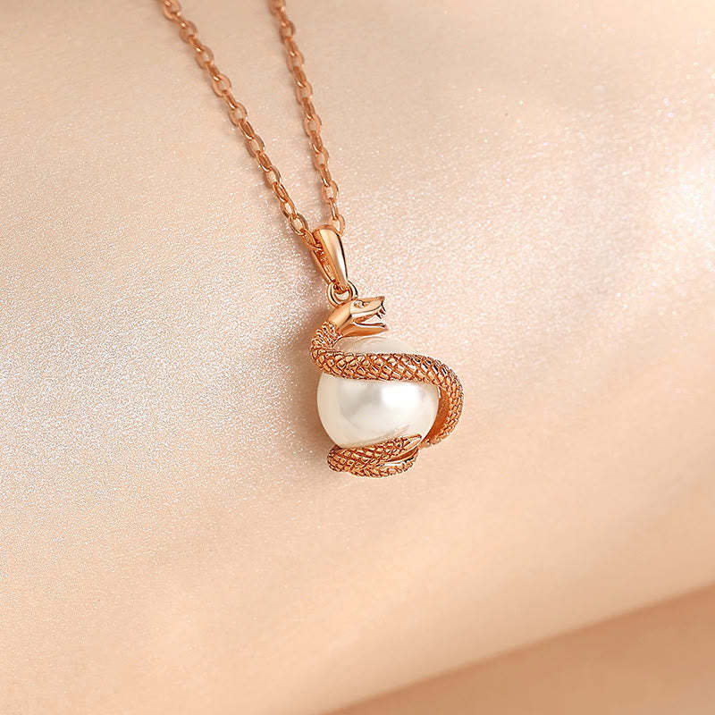 925 Sterling Silver Pearl Year Of The Snake Balance Blessing Necklace Pendant
