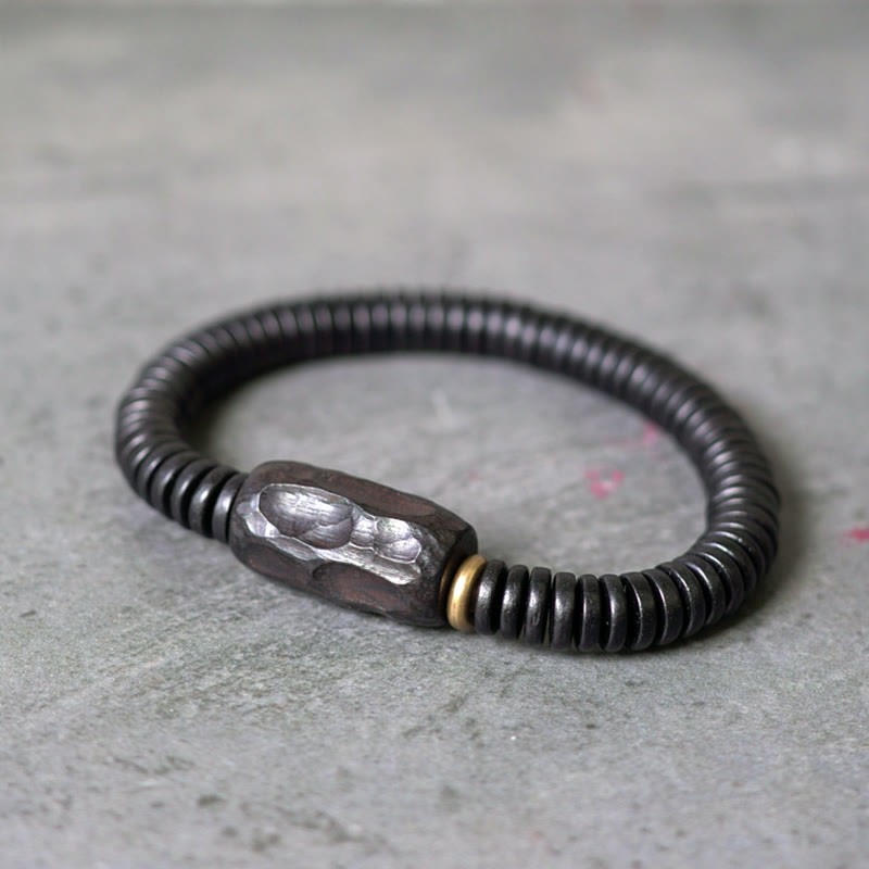 Ebony Wood Copper Brass Holey Balance Bracelet