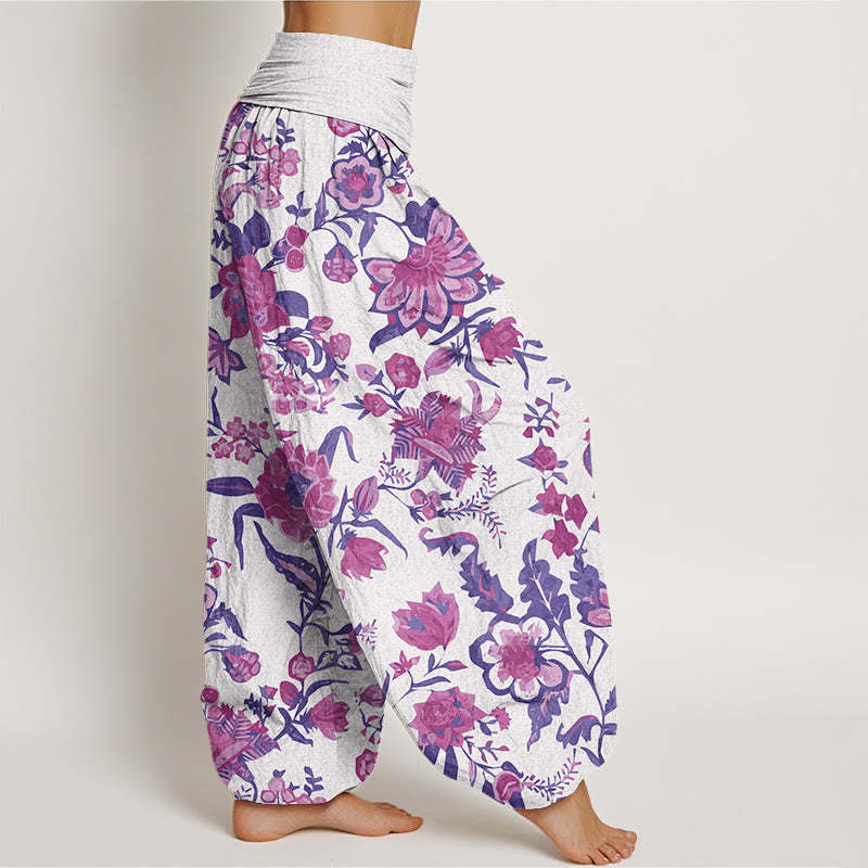 Sunflower Pattern Women's Elastic Waist Harem Pants