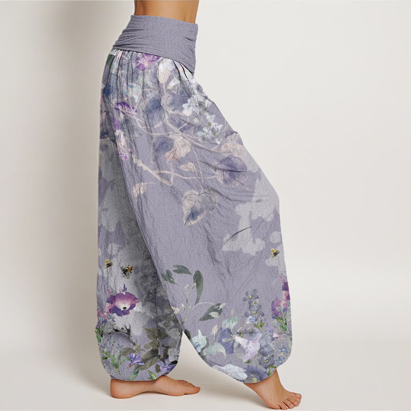 Morning Glory Totem Pattern Women's Elastic Waist Harem Pants
