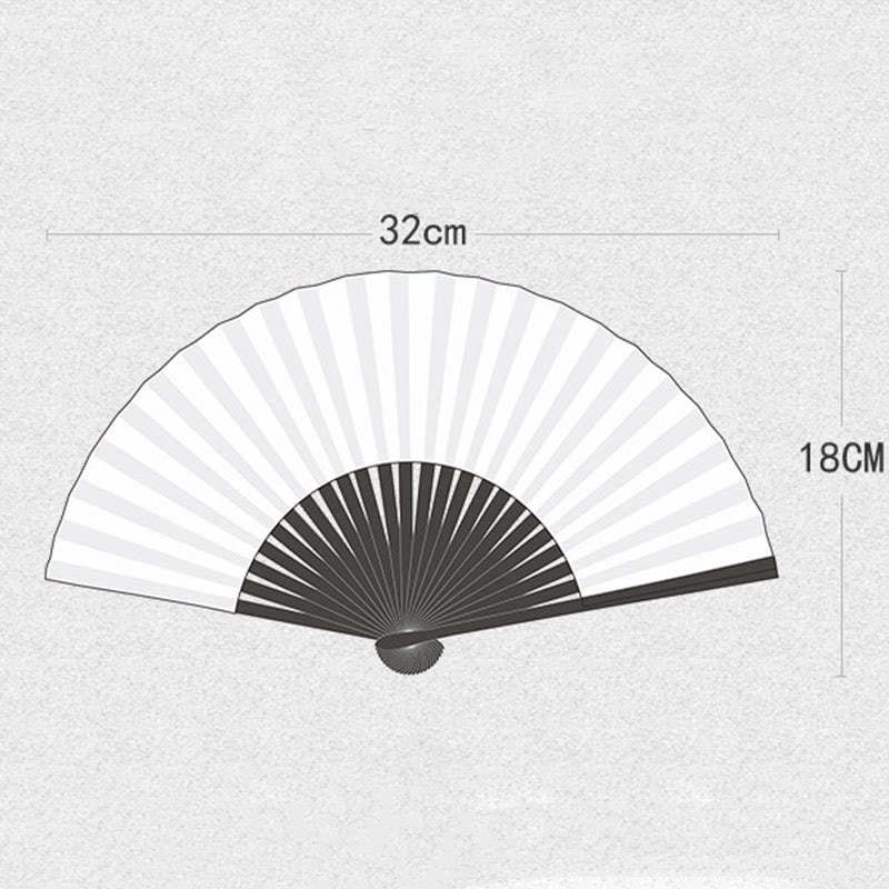 Crane Plum Blossom Handheld Silk Bamboo Folding Fan