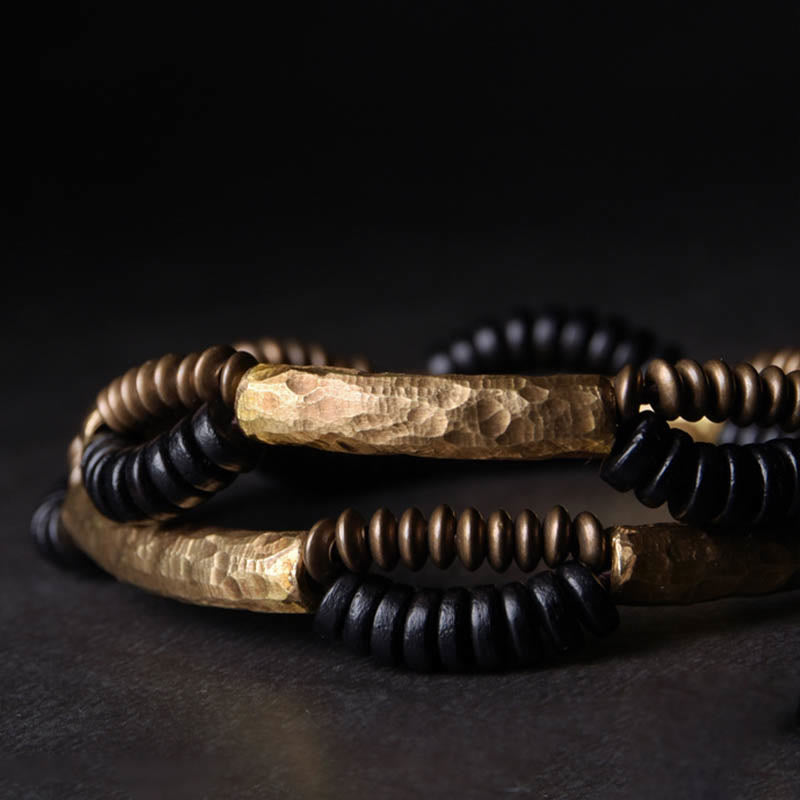 Vintage Ebony Wood Copper Luck Wealth Handmade Bracelet