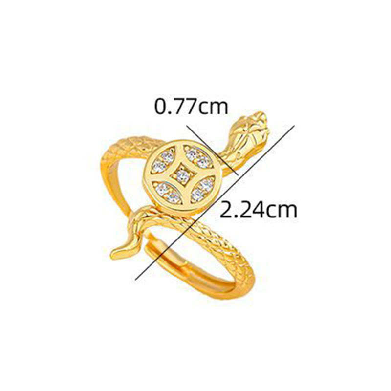 925 Sterling Silver Year Of The Snake Copper Coin Calm Ring