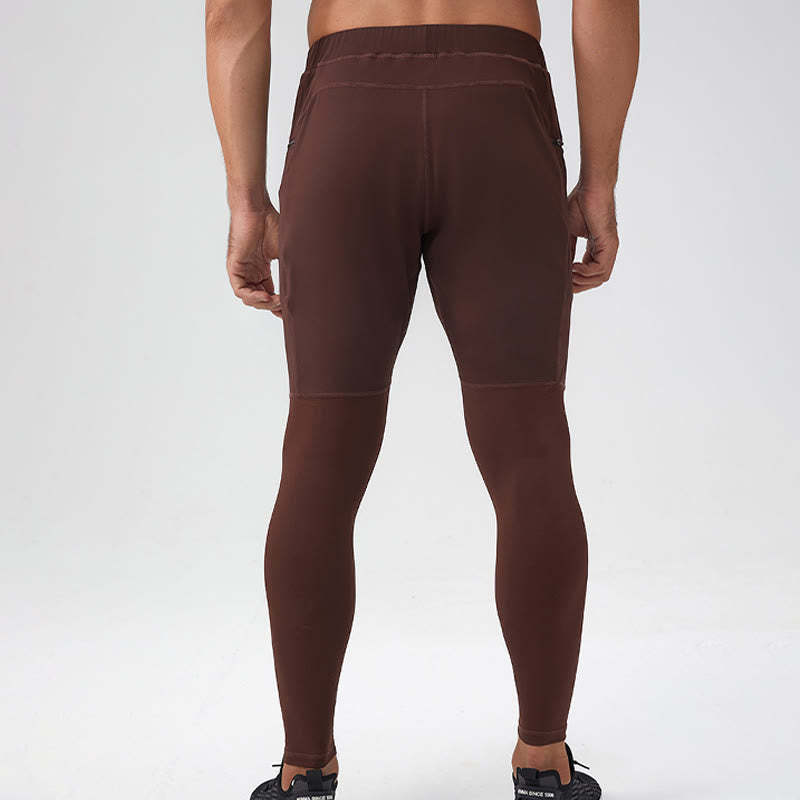 High Waist Quick Dry Breathable Fitness Men's Leggings Pants With Zipper Pocket