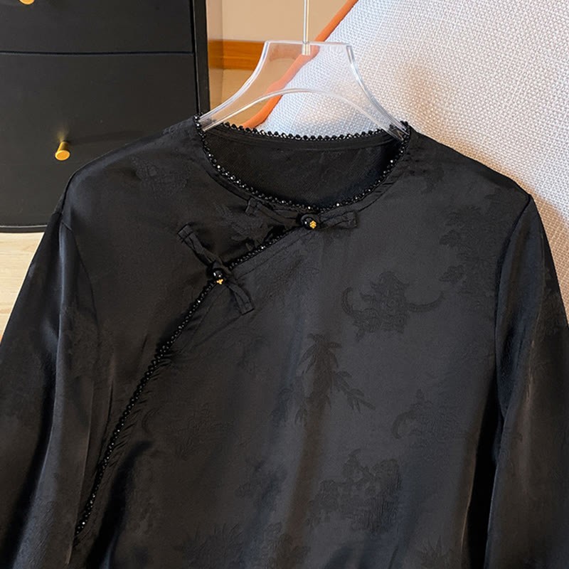 Retro Embroidery Design Long Sleeve Women's Shirt
