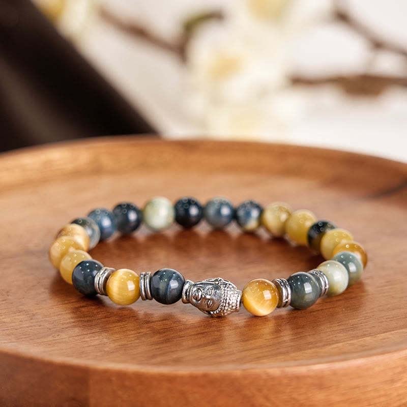 Blue Green Red Tiger Eye mystic zen Head Balance Bracelet
