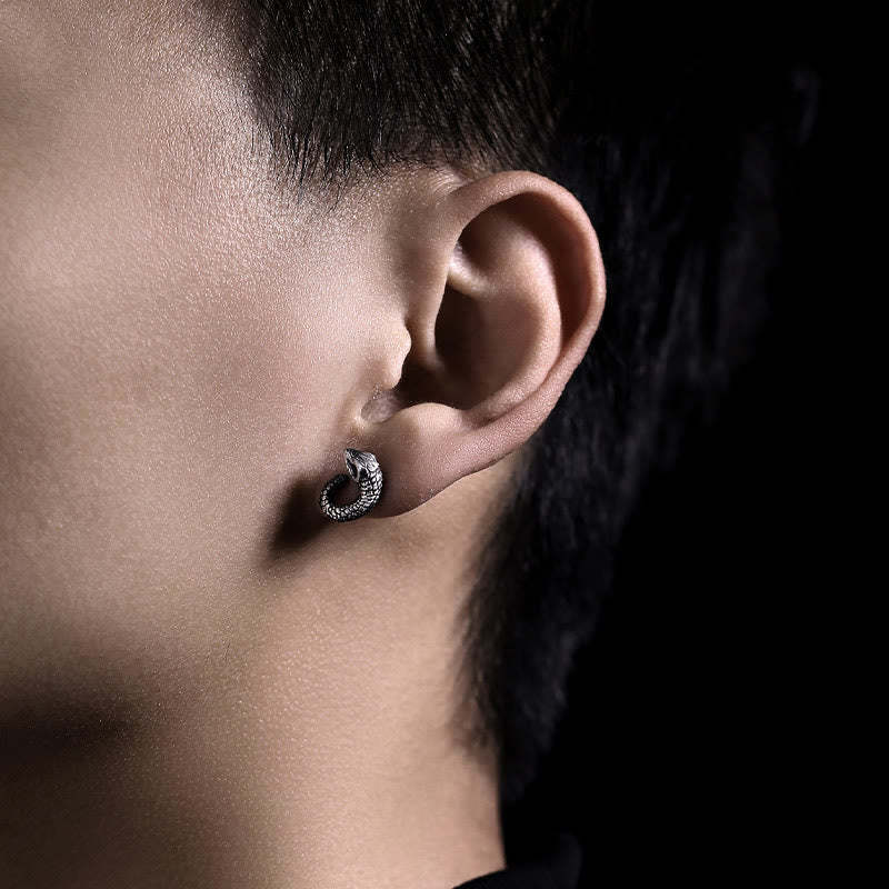 999 Sterling Silver Snake Texture Year Of The Snake Protection Balance Earrings