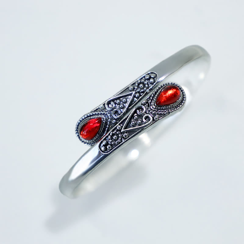 Zircon Water Drop Pattern Healing Cuff Bracelet Bangle