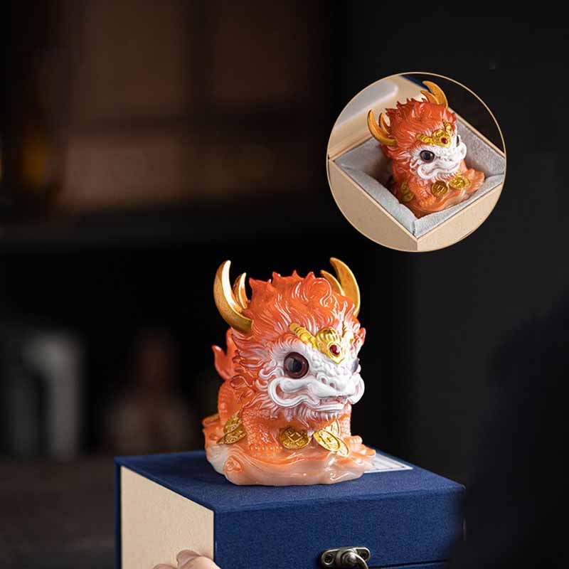 Color Changing Small Kirin Resin Tea Pet Home Figurine Decoration