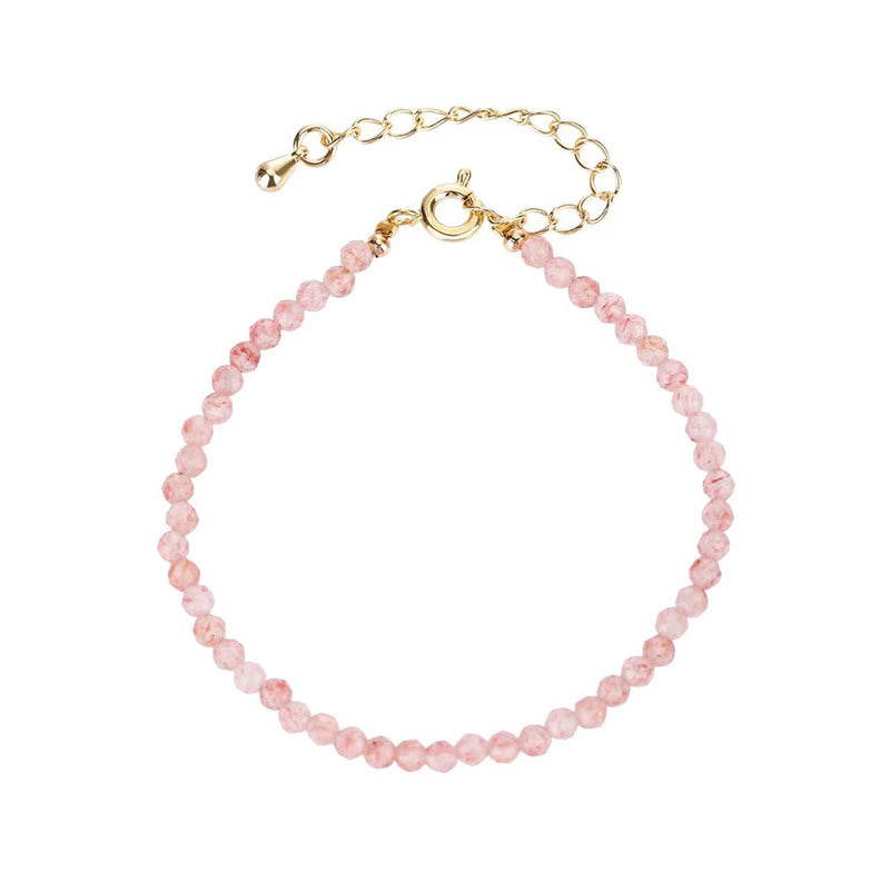 Strawberry Quartz Prehnite Peridot Lazurite Pink Crystal Tourmaline Healing Chain Bracelet