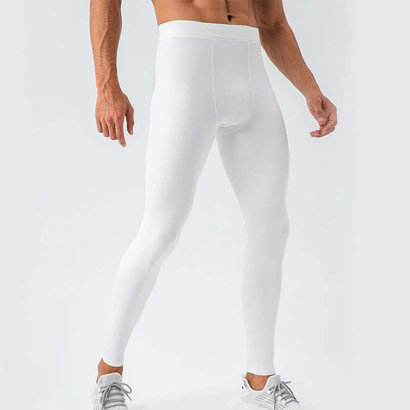 Plain High Waist Elastic Breathable Sports Men's Leggings Pants