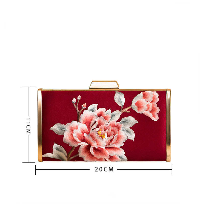 Carnation Peony Begonia Su Embroidery Wedding Shopping Purse Handbag Crossbody Bag