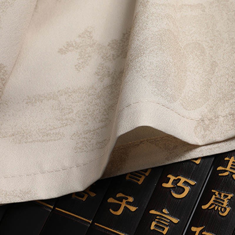 Mountains Trees Tang Suit Hanfu Traditional Uniform Short Sleeve Top Pants Clothing Men's Set