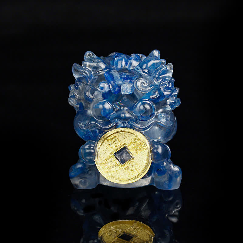 Handmade Cute PiXiu Gold Coin Crystal Fengshui Energy Wealth Fortune Home Decoration