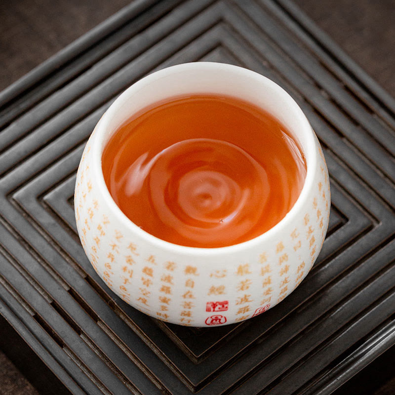Buddhist Heart Sutra Small Fu Character Ceramic Gaiwan Teacup Kung Fu Tea Cup And Saucer With Lid