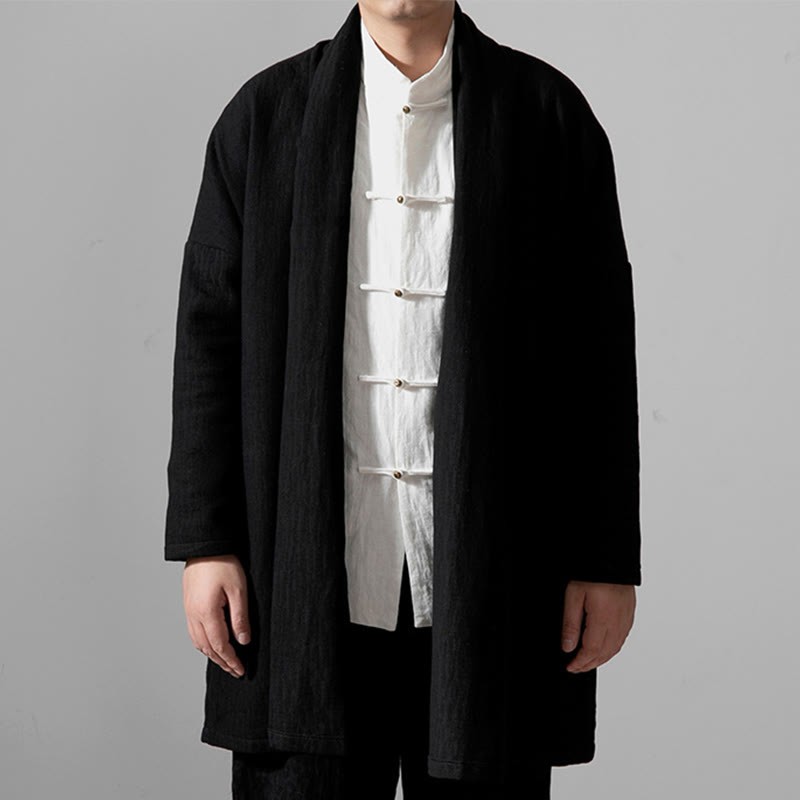 Fall Simple Cotton Fleece Lined Men's Mid-length Coat Clothing