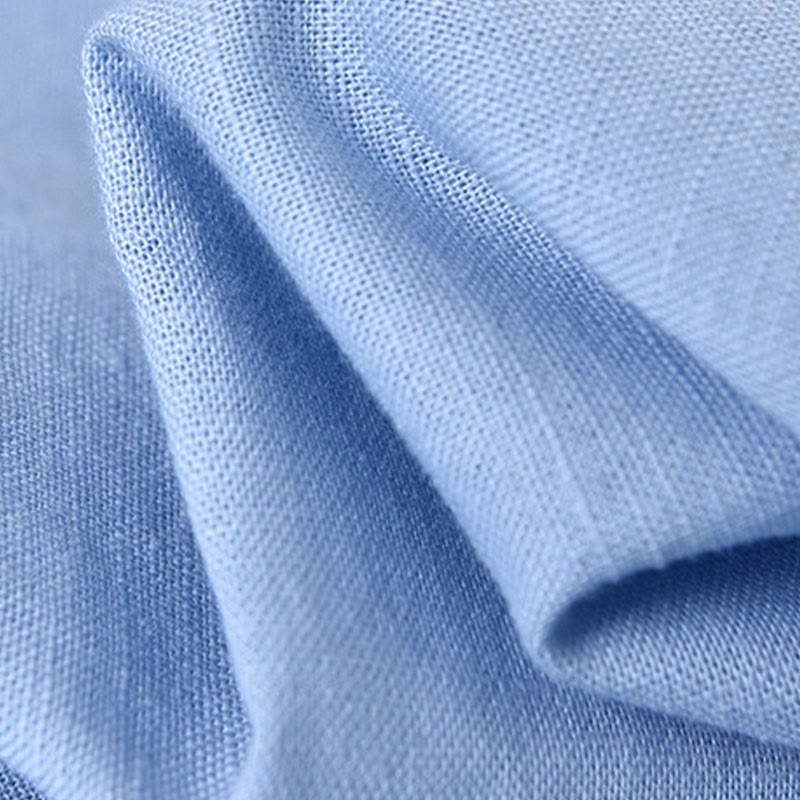 Men's Long Sleeve Stand Collar With Pocket Pure Color Casual Cotton Linen Shirt