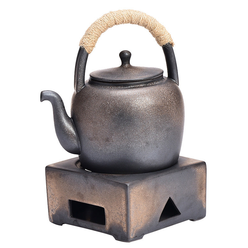 Retro Brown Chinese Gongfu Tea Ceramic Kung Fu Teapot 700ml With Base
