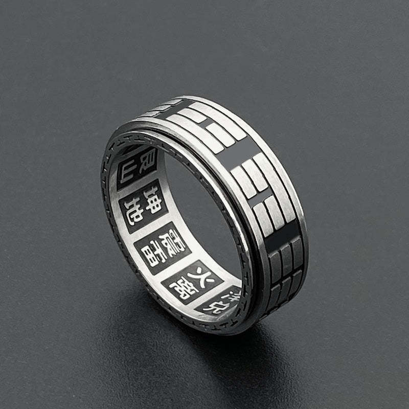 Bagua Yin Yang Titanium Steel Balance Rotatable Ring