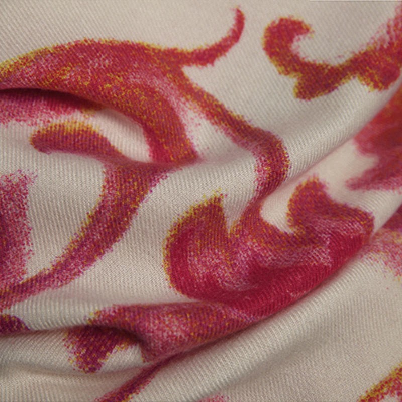 Tibetan Red Flower Print Shawl Fall Winter Soft Warm Scarf Wrap