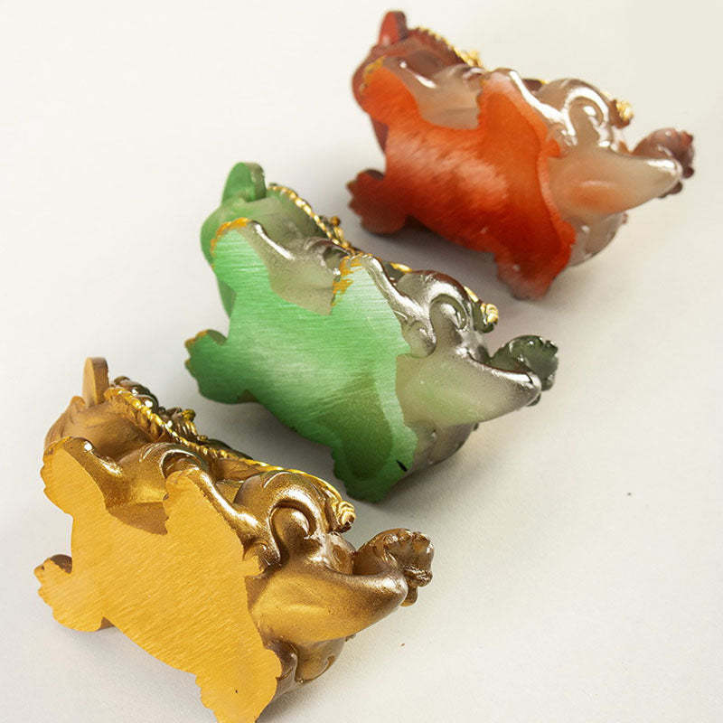 Color Changing Small PiXiu Copper Coins Resin Tea Pet Wealth Home Figurine Decoration
