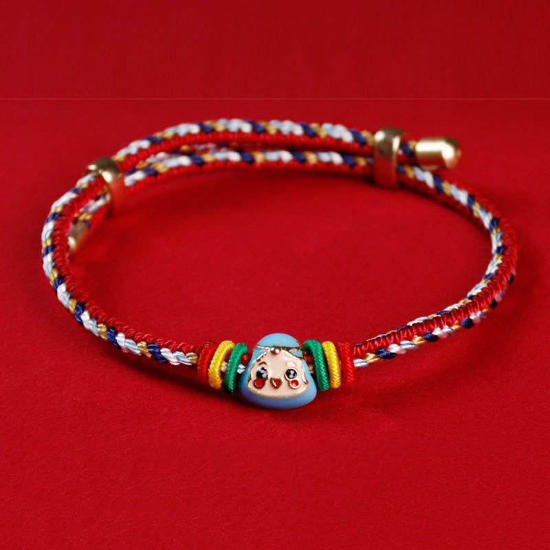 Colorful Rope Zongzi Pattern Fu Character Luck Handmade Bracelet